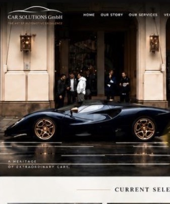 Exclusive sports car outside a grand hotel